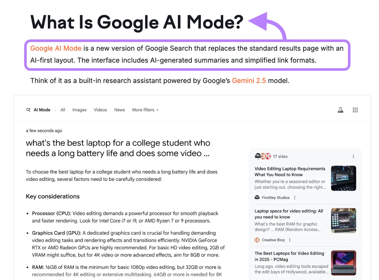 Semrush article uses clear H2s and answers heading's question in the first sentence of the section