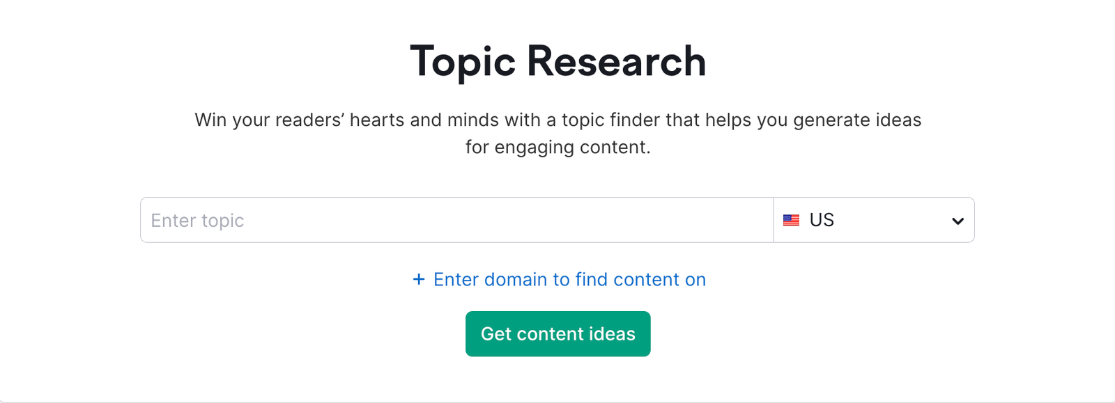 Topic Research landing page. 
